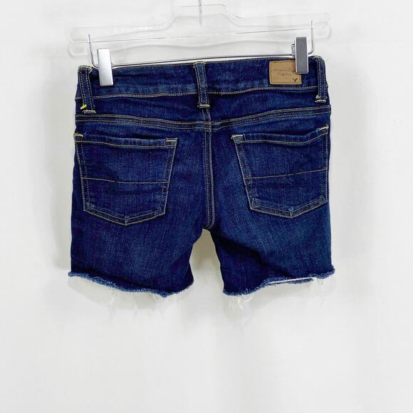 AMERICAN EAGLE Blue Mid Rise Distressed Denim Shorts - Picture 5 of 8